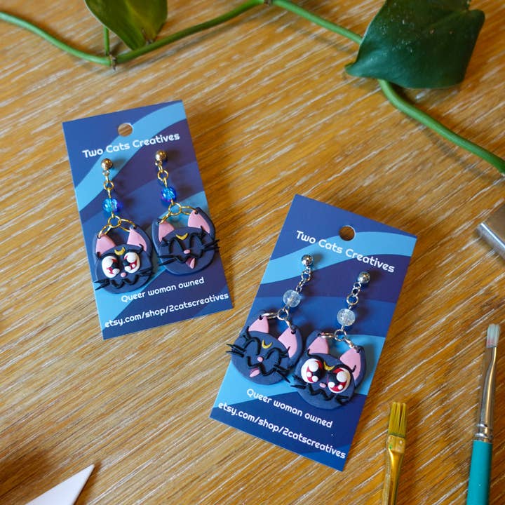 Two Cats Creatives - Venta al por mayor Pendientes colgantes - Pendientes hechos a mano Luna Sailor Moon 9