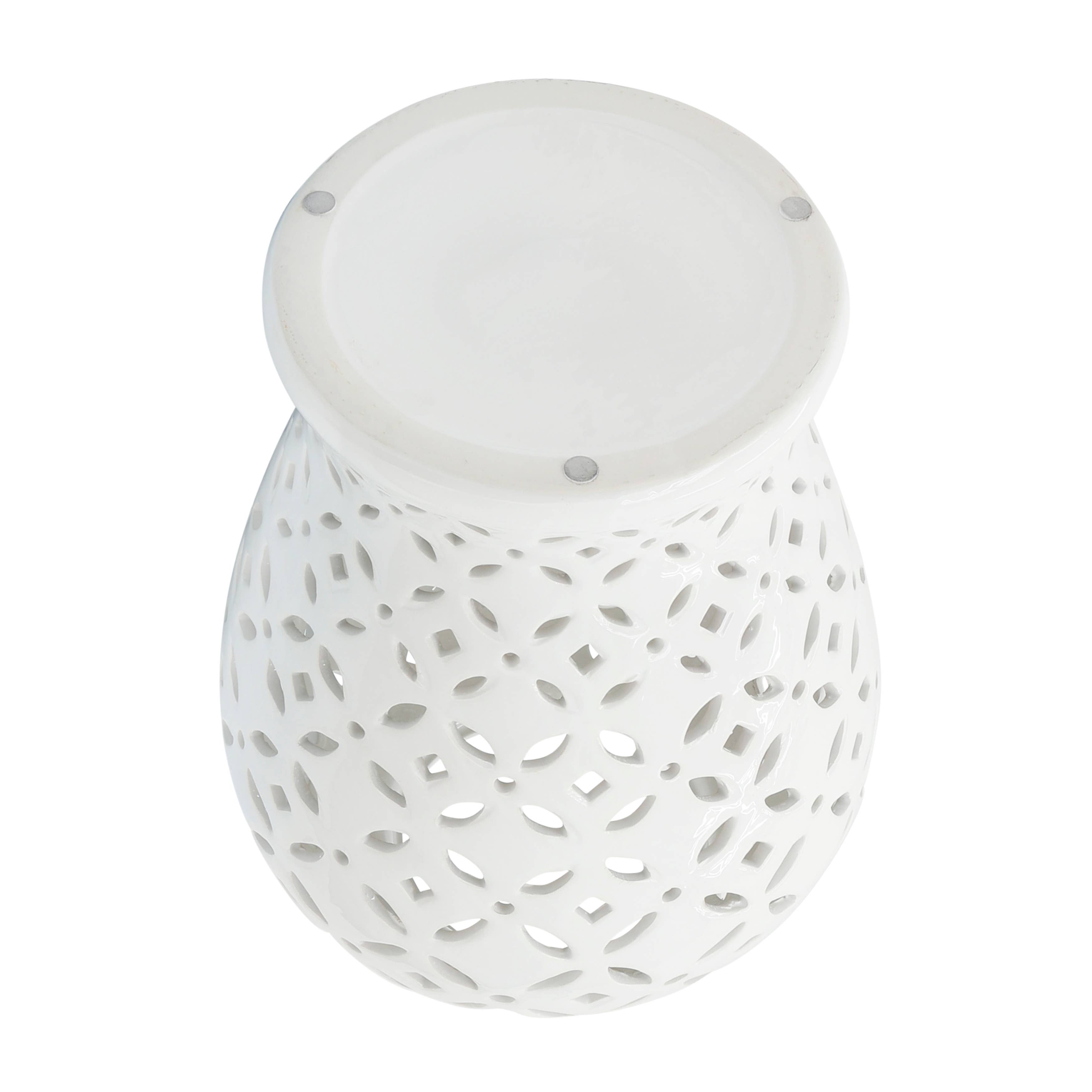 Sagebrook Home - Wholesale Decorative Jar - Ceramic Cutout Daisies Lidded Decorative Jar - White, 24 in.8