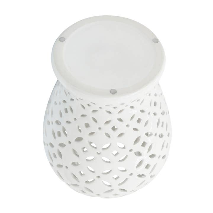 Sagebrook Home - Wholesale Decorative Jar - Ceramic Cutout Daisies Lidded Decorative Jar - White, 24 in.8