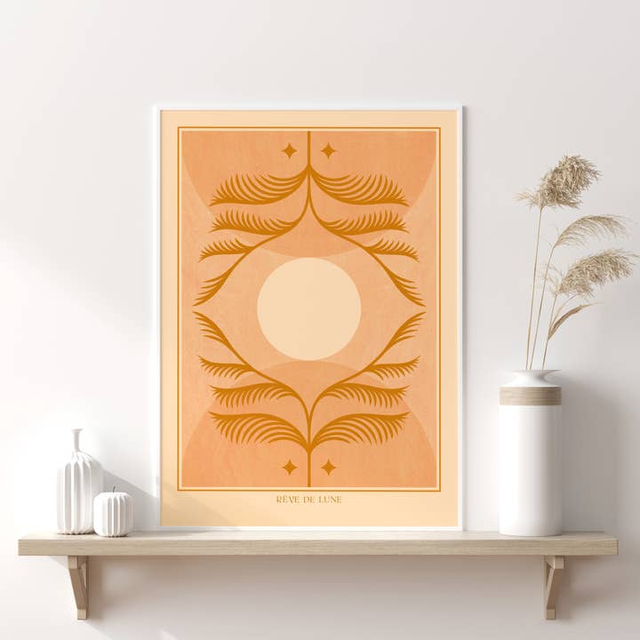 Nïma Nïma Studio - Wholesale Art Print - ‘Reve De Lune’, Boho Floral Moon Art Print