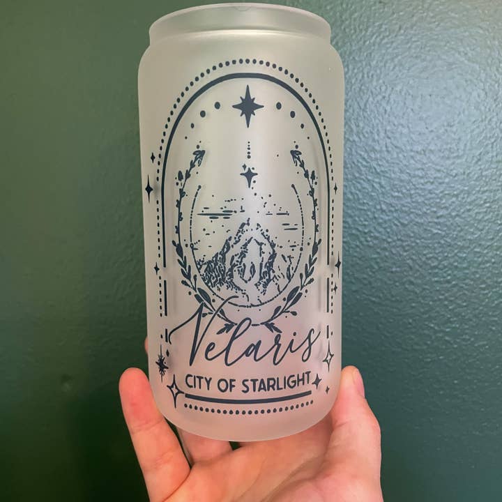 Treasured Tropes Paper Co - Wholesale Drinking Glass/Cup - Velaris City of Starlight | Starfall | Acotar | Distressed1