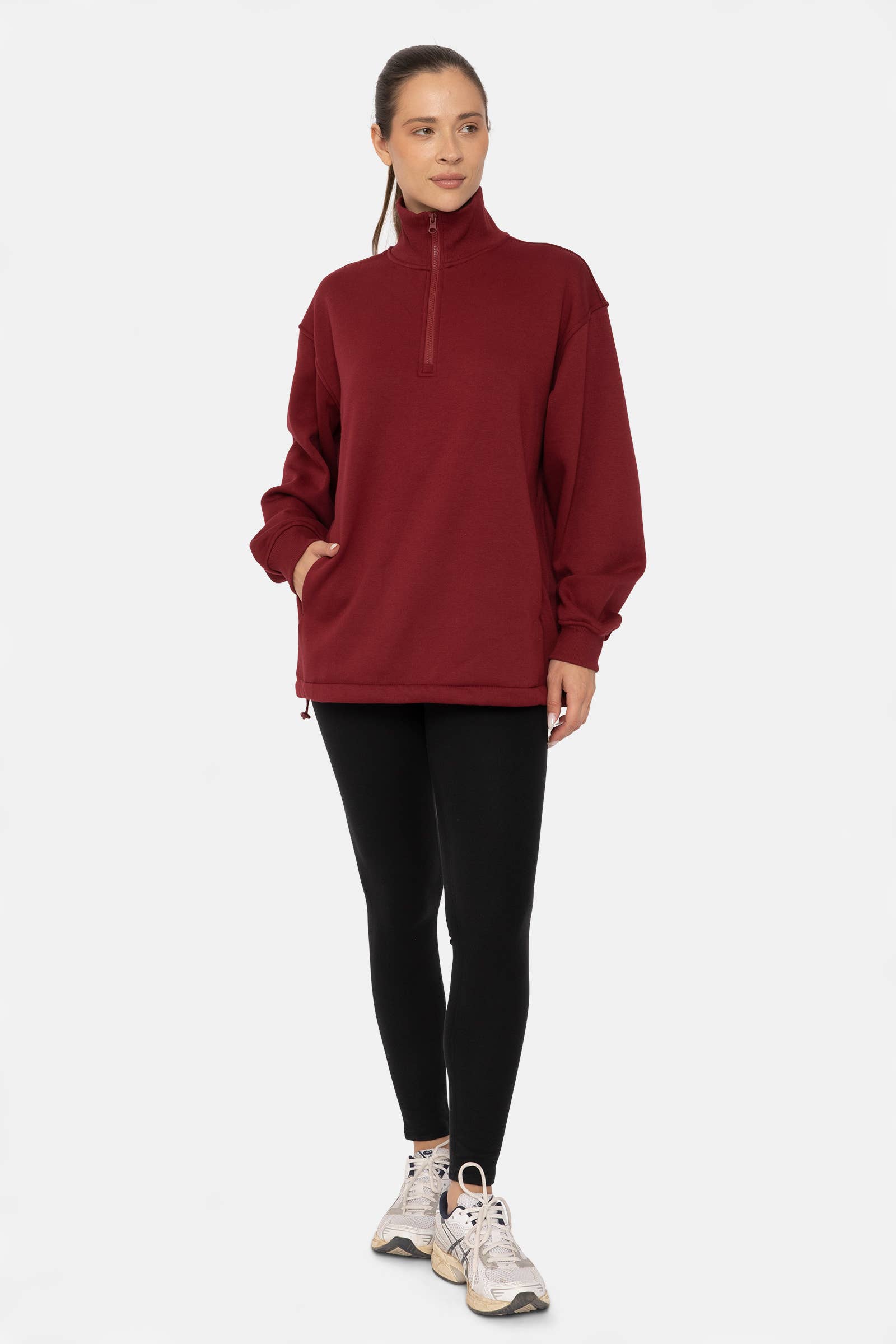 Mono B - Wholesale Sweatshirt - Women's - Half-Zip Drawstring Women's Sweatshirt Pullover11