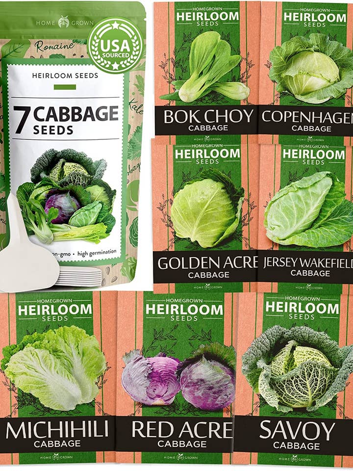 Non-GMO Vegetable Seeds - 7 Varieties Cabbage Seeds for wholesale by Homegrown Garden