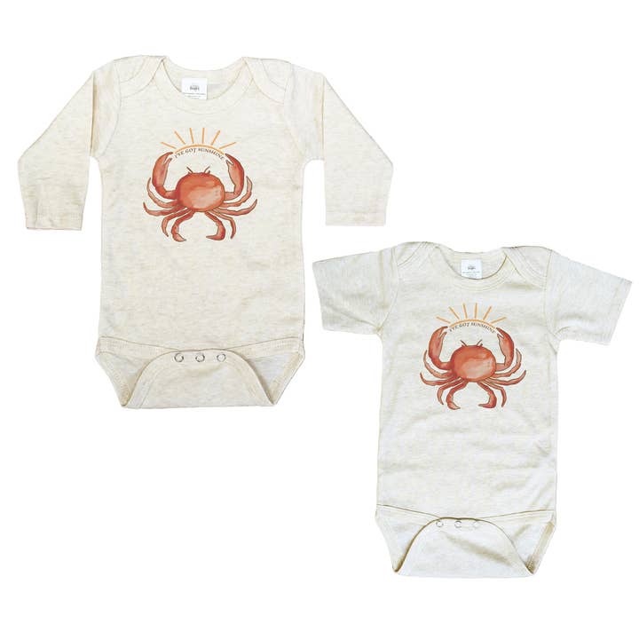 "I've got sunshine" Beach Crab Ocean Baby Unisex Clothing for wholesale by Barefoot Baby