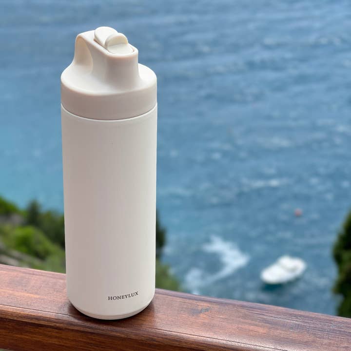 HoneyLux - Wholesale Water Bottle - Modern Bottle with Straw - Cream