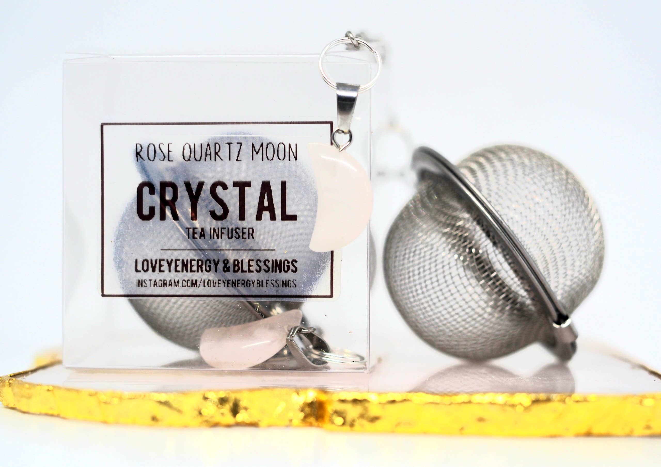 Loveyenergy & Blessings - Wholesale Theevergiet/infuser - Rozenkwarts Crescent Moon Crystal thee-ei4