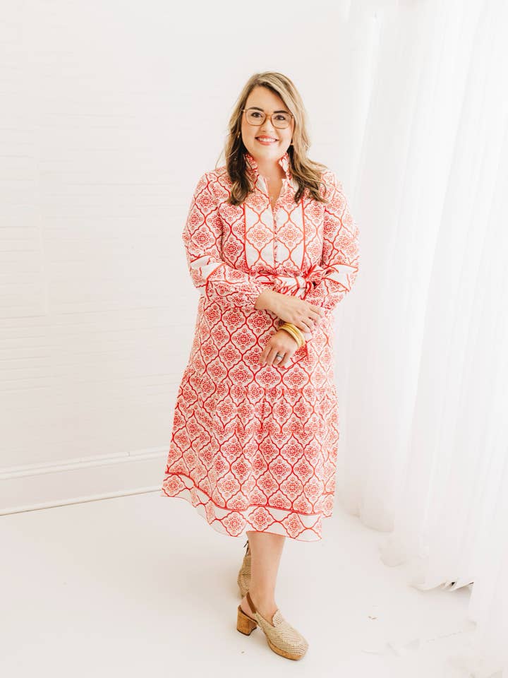 Cotton Poplin | Block Print Maxi Dress | Clementine Court for wholesale by Heart of Grace