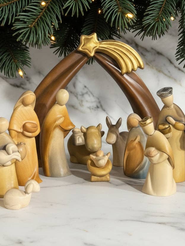 Natividad Moderna en Madera de Arce: Pesebre Completo Estilizado y Elegante para venta al por mayor de Dolfi