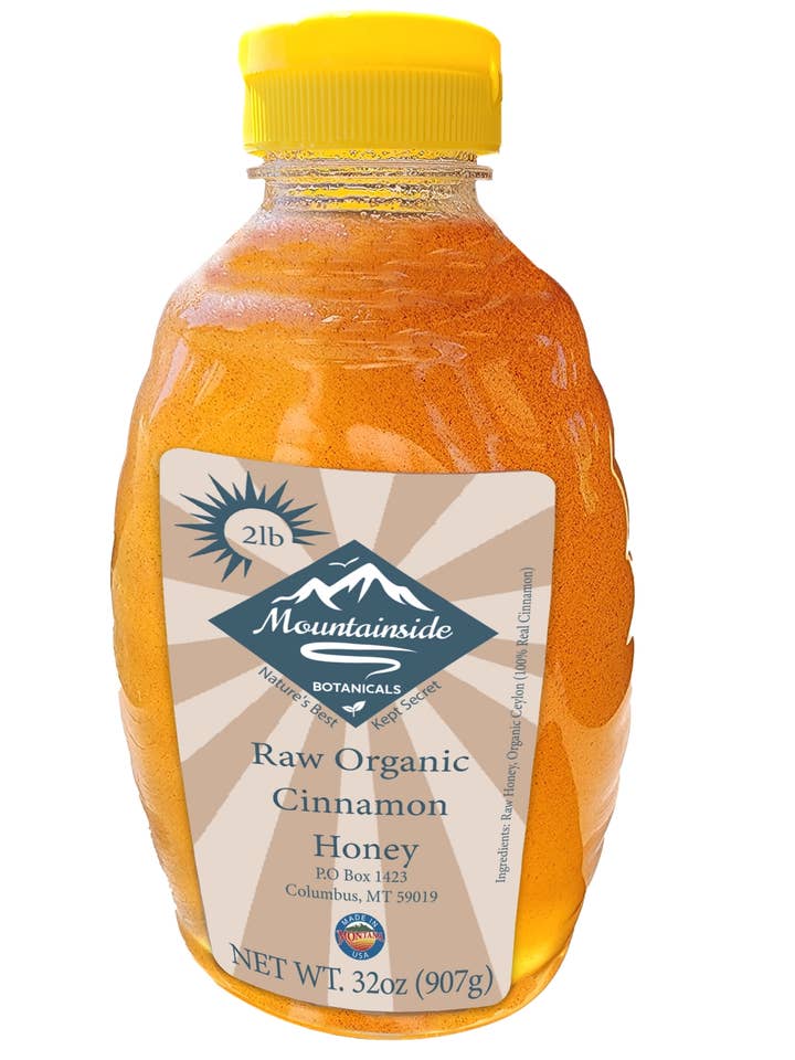 2 lb Raw Organic Cinnamon Honey for wholesale by Mountainside Botanicals