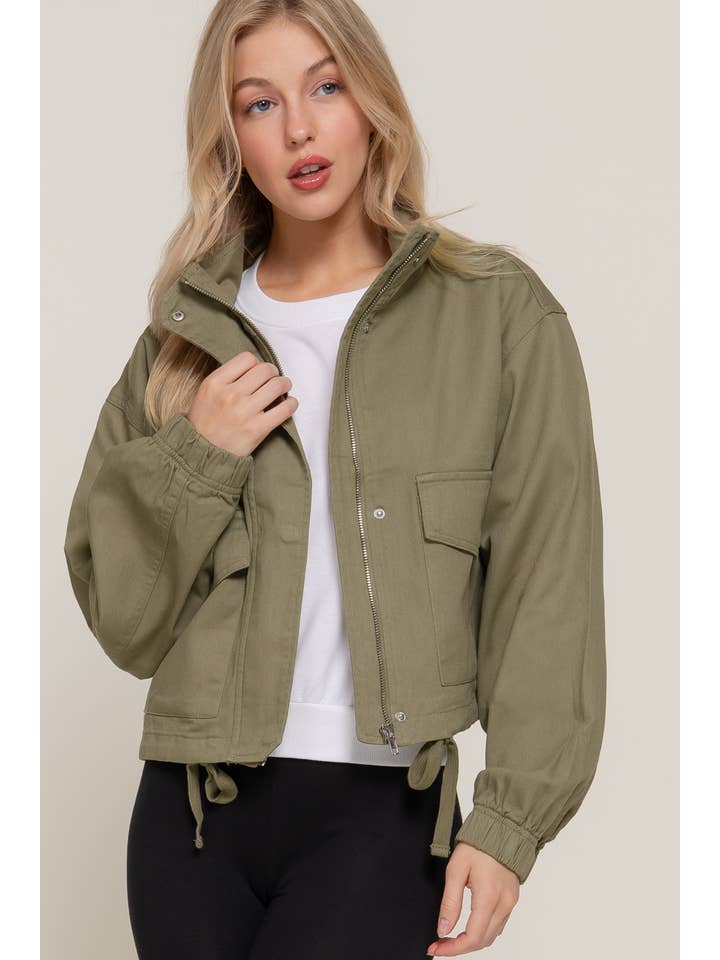 Active Basic | Active USA - Wholesale Jacket – Women's - Long Sleeve High Neck Zip Up Short Twill Jacket13