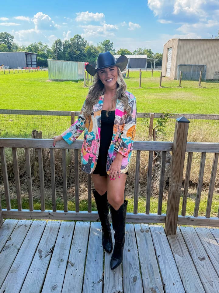 BAHA RANCH WESTERN WEAR - Wholesale Blazer - Women's - Baha Ranch Retro Pop Western Collage Blazer3