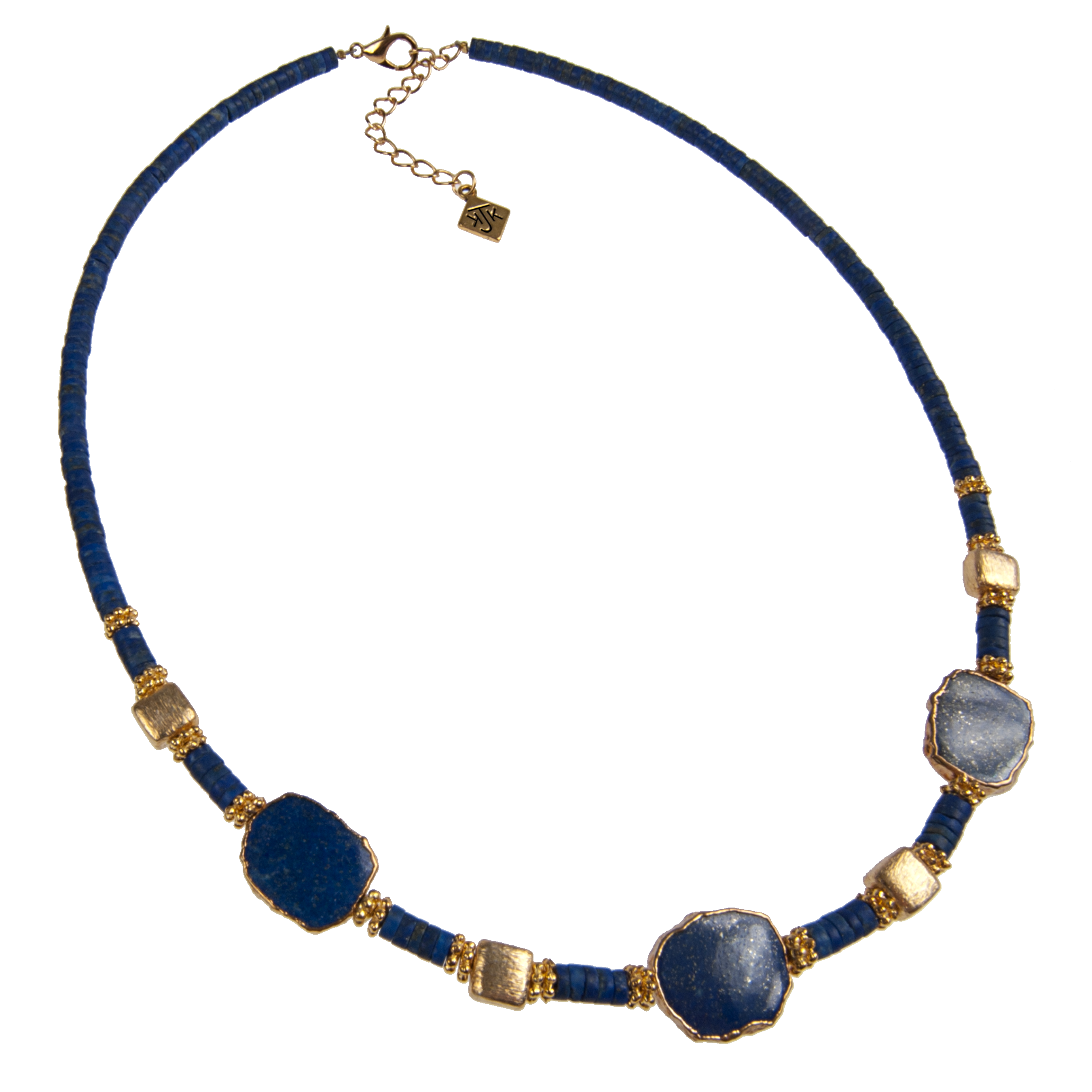 KJK Jewelry Inc. - Wholesale Beaded/Pearl Necklace - Lapis Slice & Vermeil Necklace3