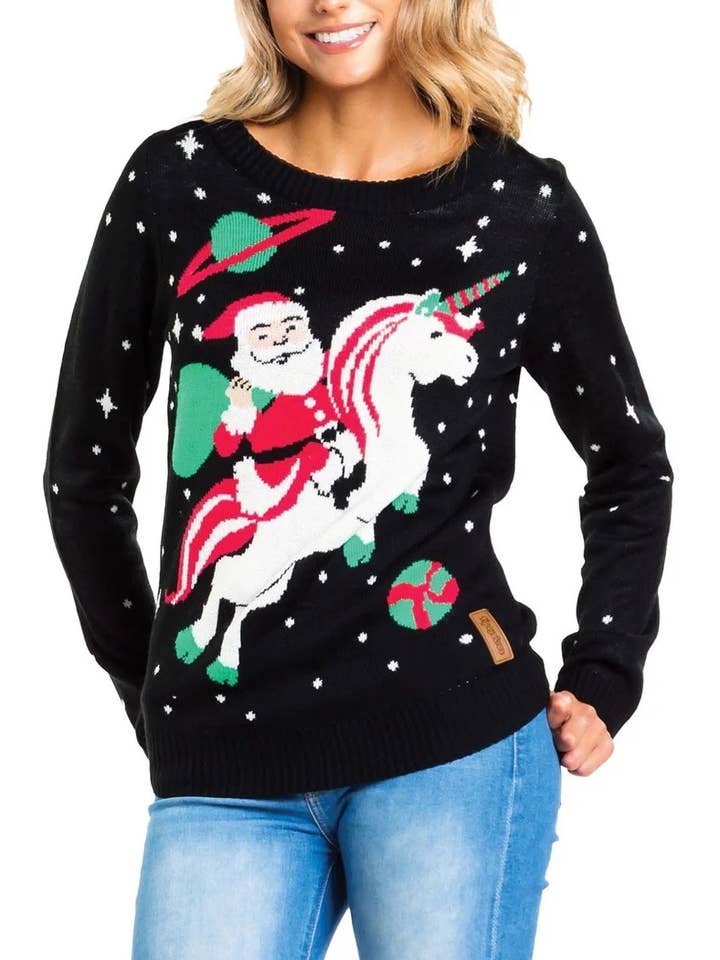 Cosmic Santa Sweater - Women's Unicorn Christmas Sweater for wholesale by Tipsy Elves