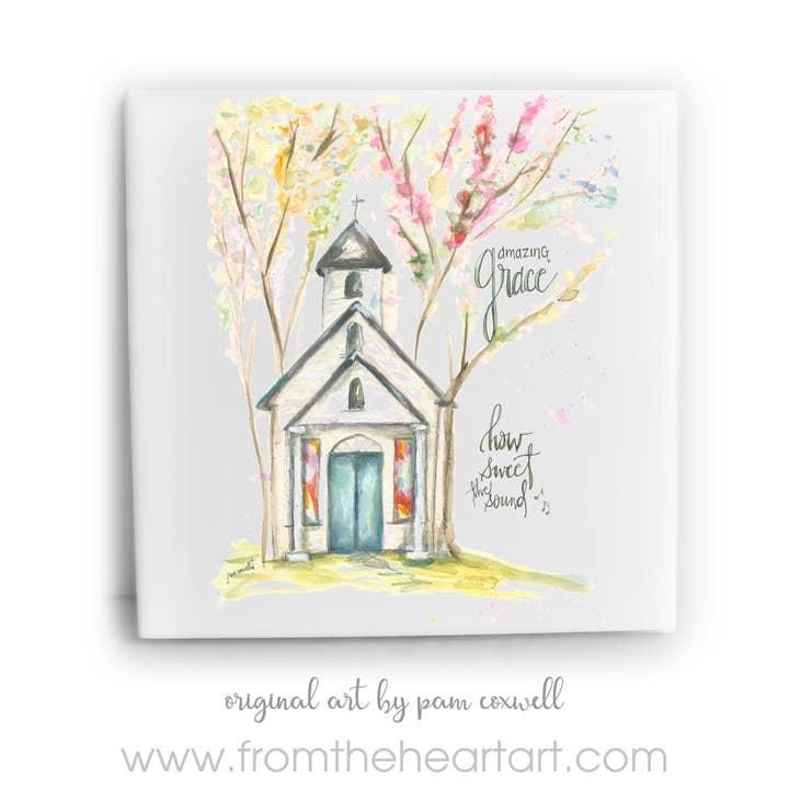 Amazing Grace Chapel Ceramic Tile for wholesale by From The Heart Art