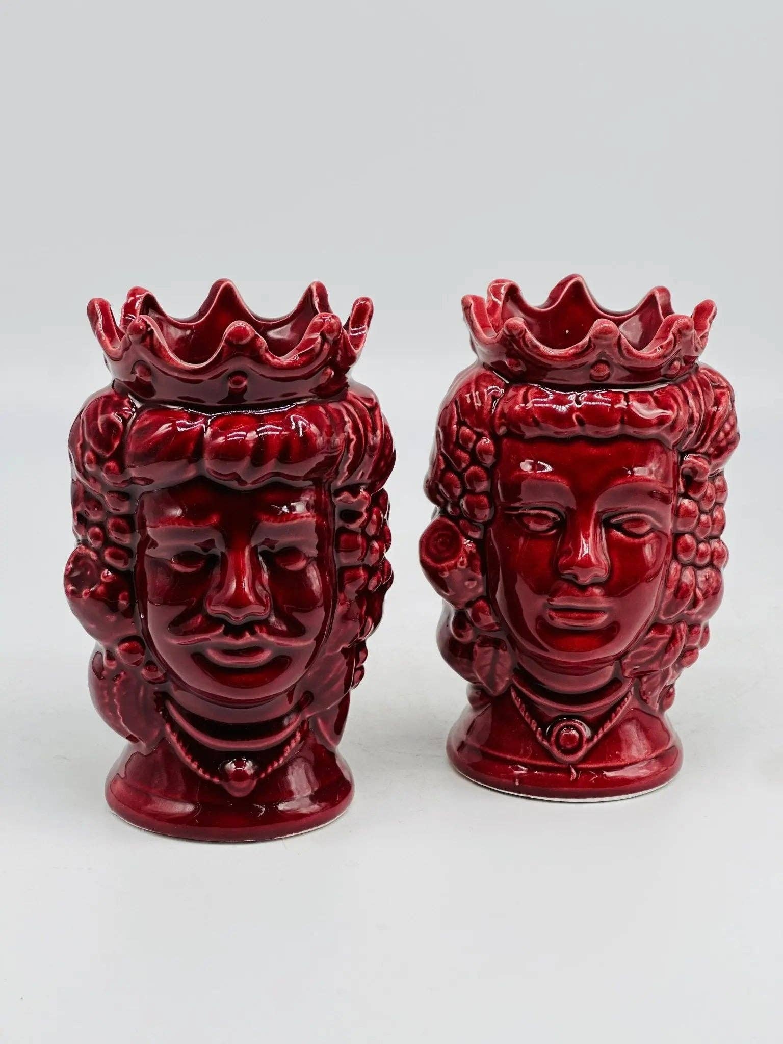 DD Ceramiche Siciliane - Wholesale Decorative Figurine - Pair of Moro Heads Kalat Frutta Ceramica Caltagirone cm H.14 L.9 Handcrafted VARIOUS COLORS10