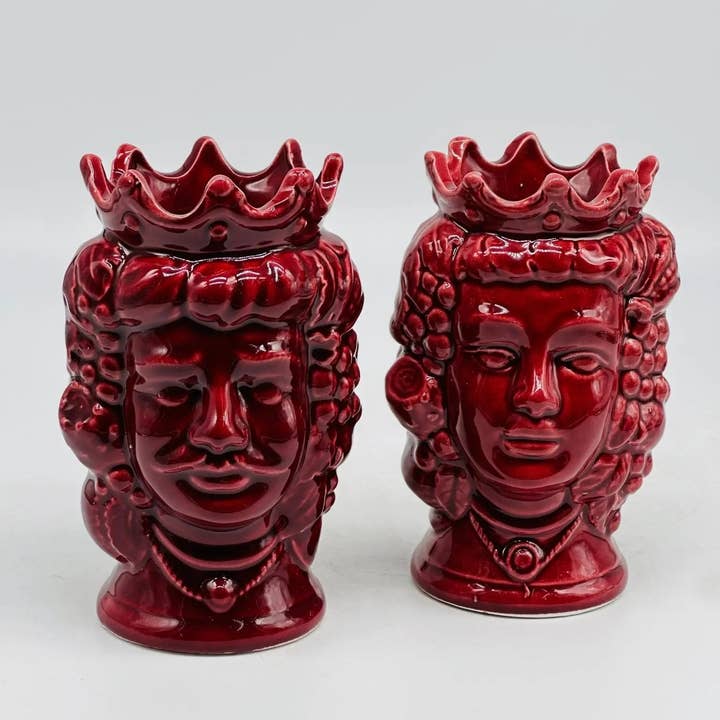 DD Ceramiche Siciliane - Wholesale Decorative Figurine - Pair of Moro Heads Kalat Frutta Ceramica Caltagirone cm H.14 L.9 Handcrafted VARIOUS COLORS10