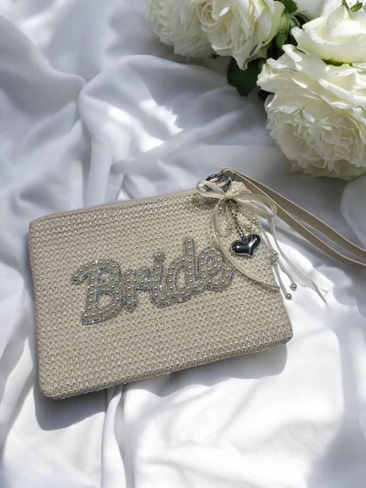 Bride Embellished Clutch With Bow Charm for wholesale by Abigail Walker lingerie