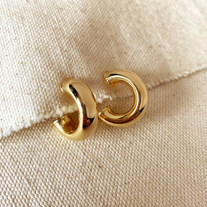 GoldFi - Wholesale Hoop Earrings - 18k Gold Filled Chubby Half-Hoop Earrings3
