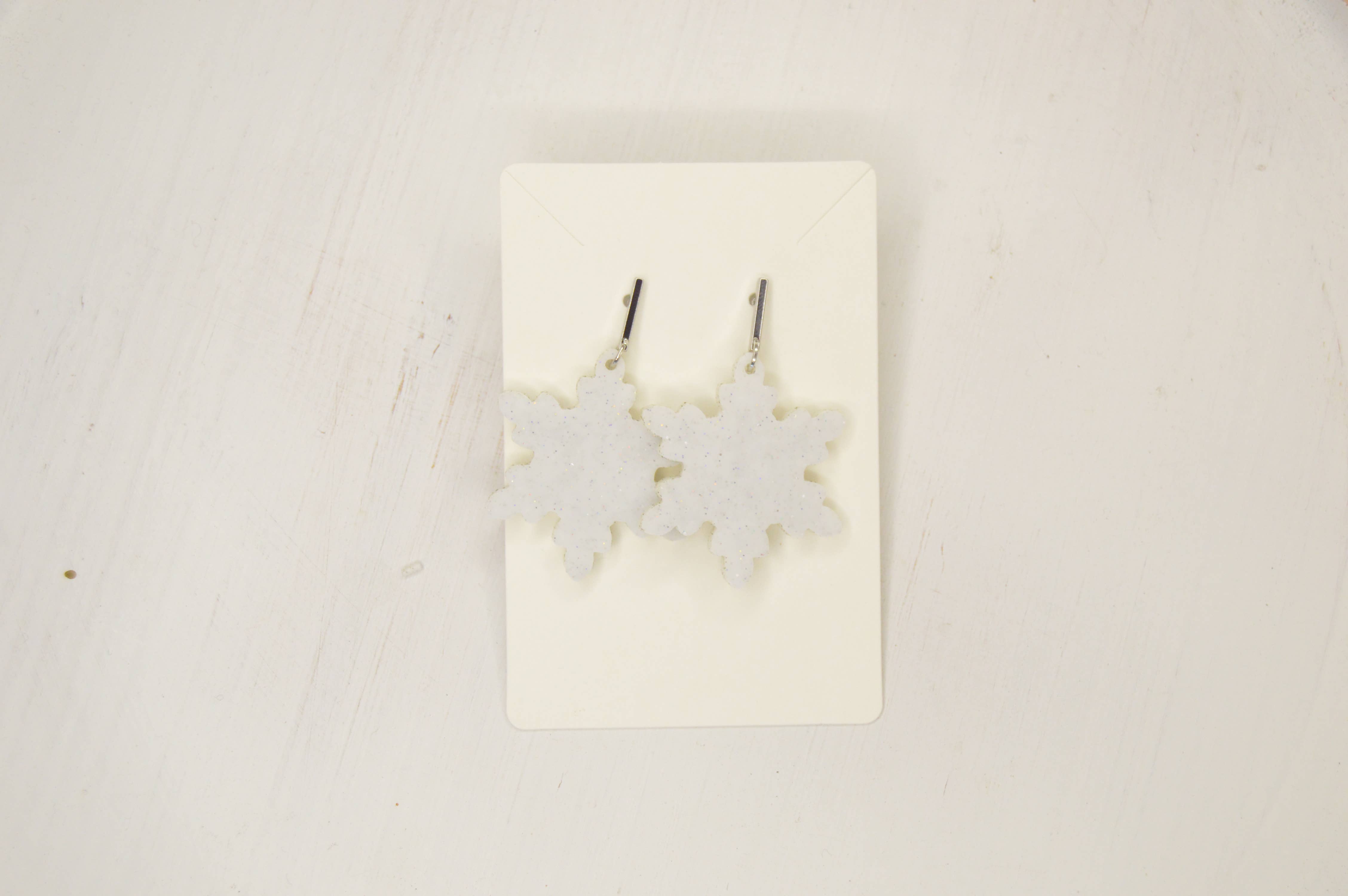 The Adorned Fox – wholesale Dangle earrings – Snowflake Glitter Earrings, Winter Acrylic Earrings3