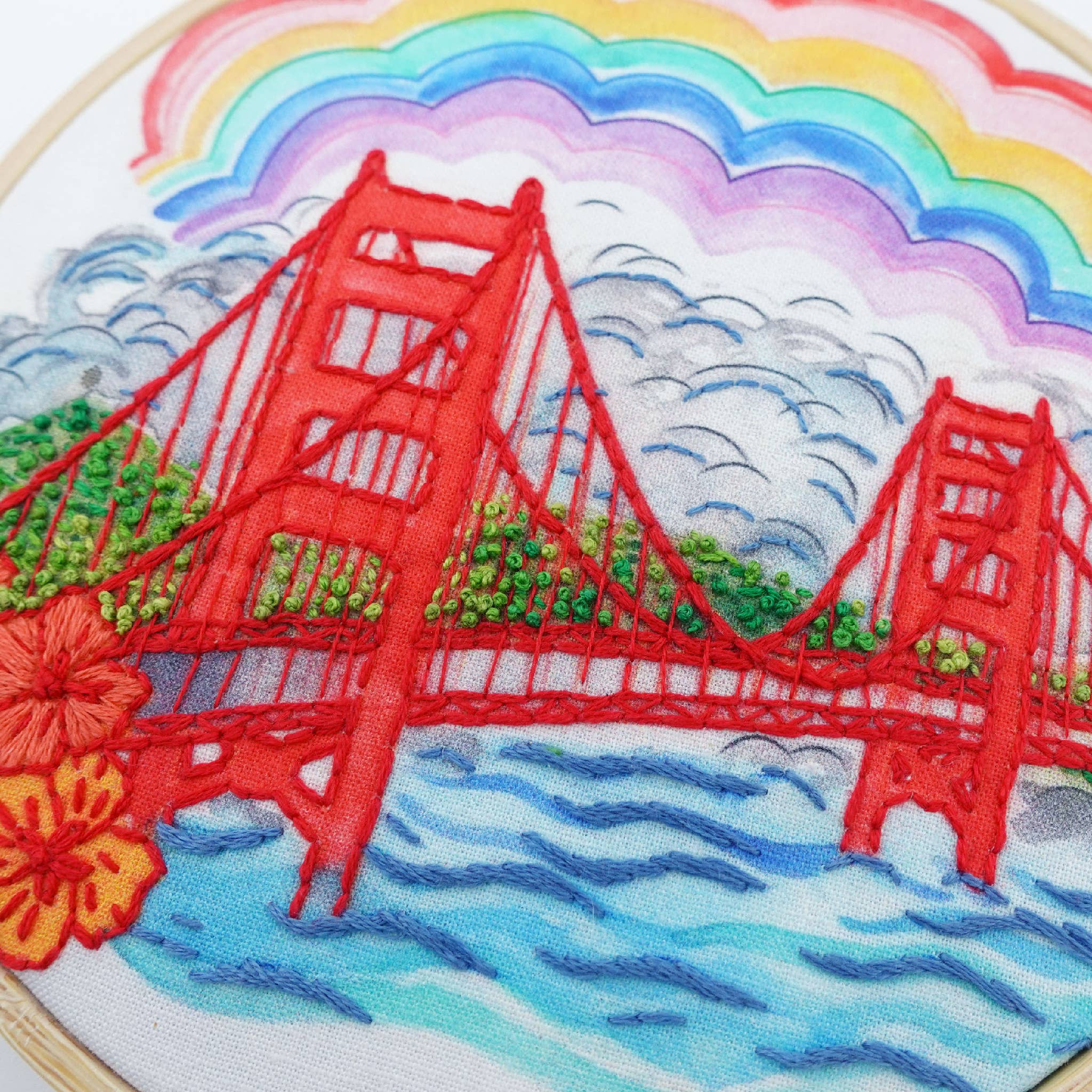 Keller Design Co. - Wholesale Embroidery/Cross Stitch Supplies - Meet Me in San Francisco Golden Gate Bridge Embroidery Kit6