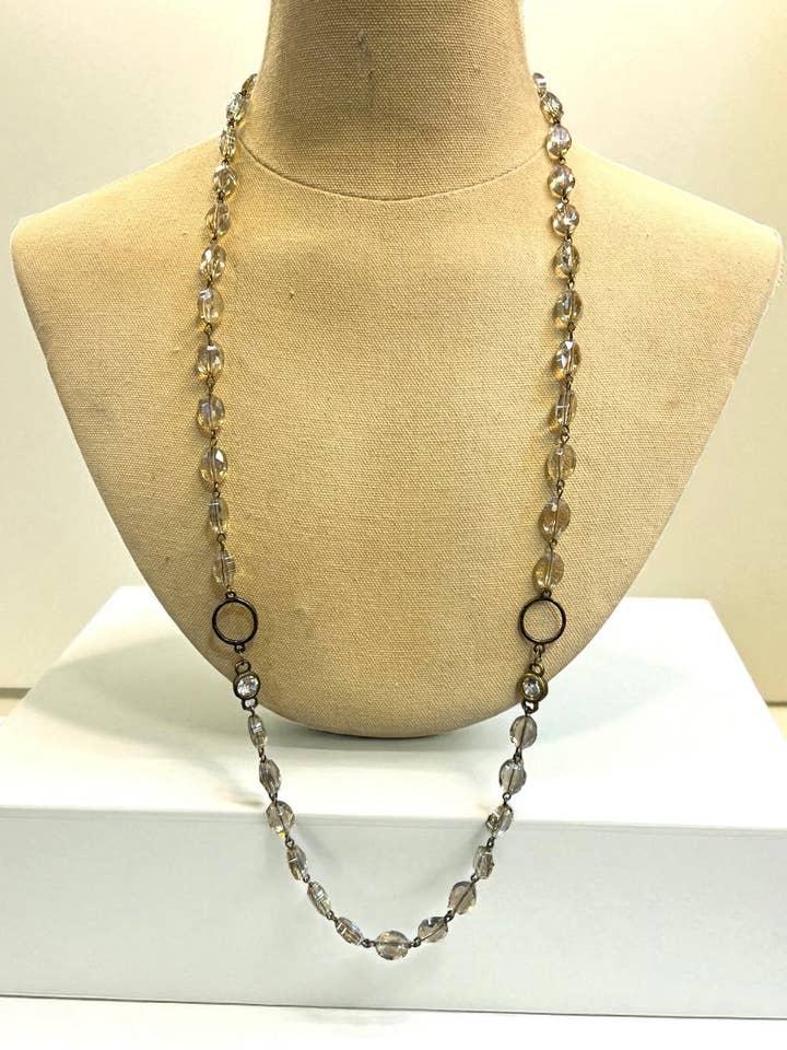 Oval Necklace with Double Diamonds for wholesale by Ava Capri