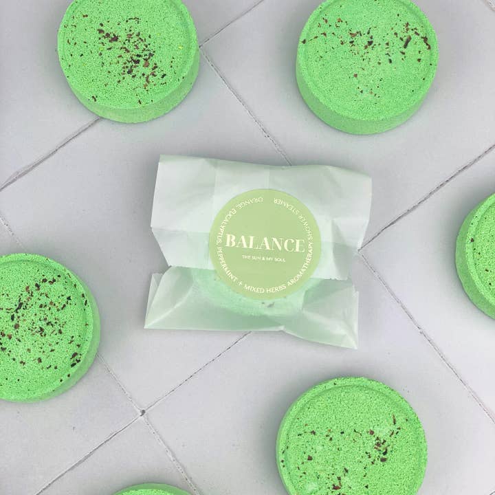 Balance Aromatherapy Shower Steamer⎜Mint Citrus Bath Bomb for wholesale by The Sun & My Soul Bath Bomb Soak Wellness Gifts