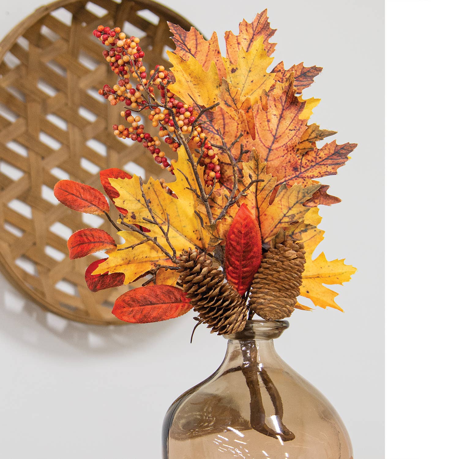 Saybrook Lane - Wholesale Artificial Flowers - Fall Maple Leaf, Pinecone & Berry Pick, 20"1