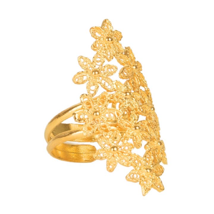 Ring Blumen in vergoldetem Silber für den Großhandel von PORTUGAL JEWELS