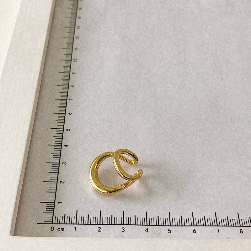 LanLivia - Wholesale Cuff/Wrap Earrings - Unique design double line golden n silver ear cuff-one piece2