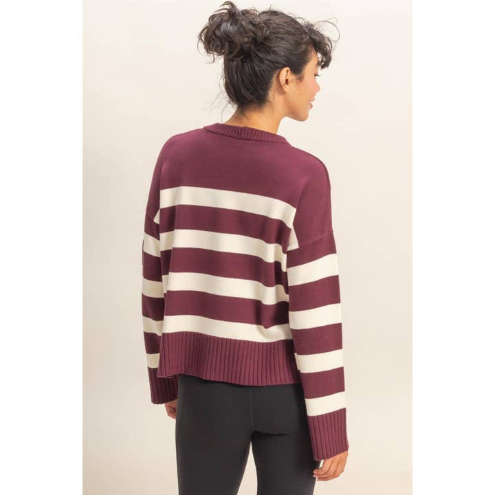 Double Zero - Wholesale Knit Sweater - Women's - Striped Crew Neck Sweater3