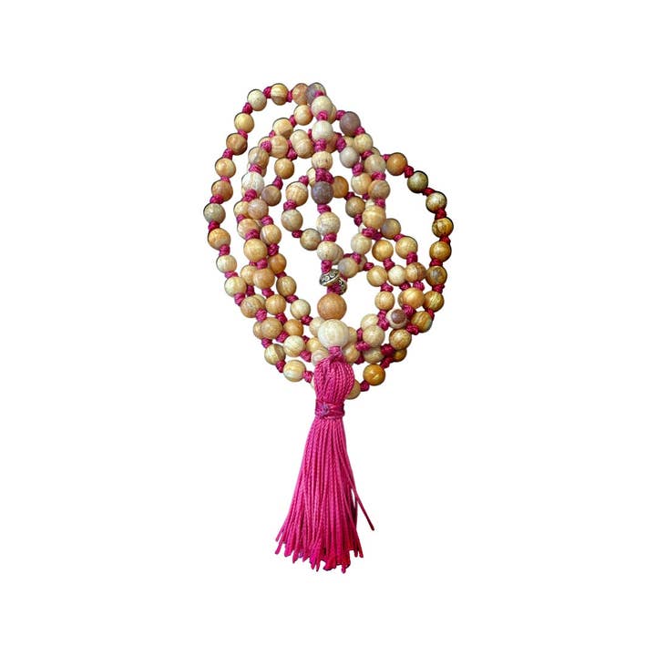 Sonam Sondhi – wholesale Prayer beads necklace – Palo Santo Mala with Red Cord