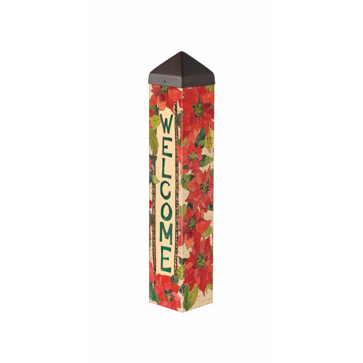 Painted Poinsettias 20" Art Pole for wholesale by Studio M