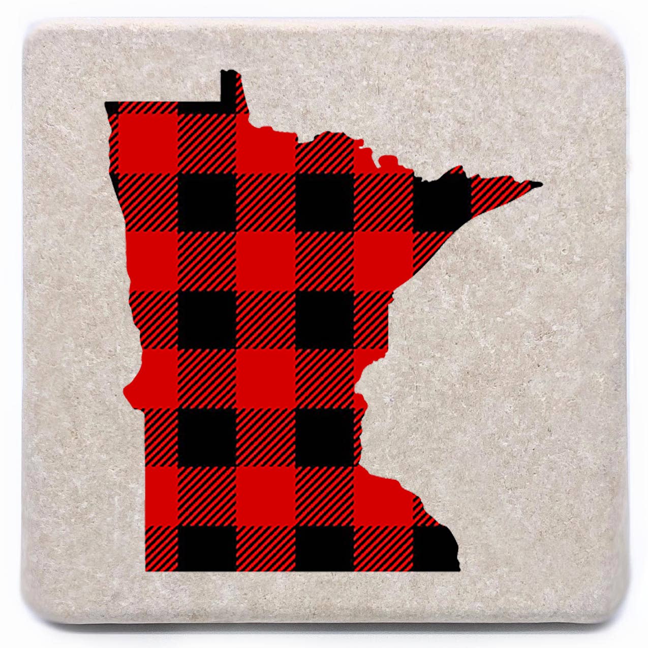Noomoon - Wholesale Coasters - "Your State" Silhouette Buffalo Plaid Marble Coaster6