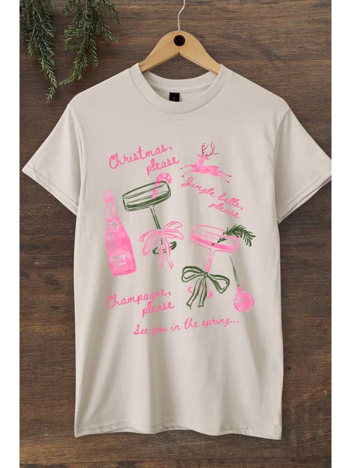 COLORBEAR - Wholesale T-Shirt (Graphic) - Women's - Christmas Champagne Graphic Heavy Cotton Tee1