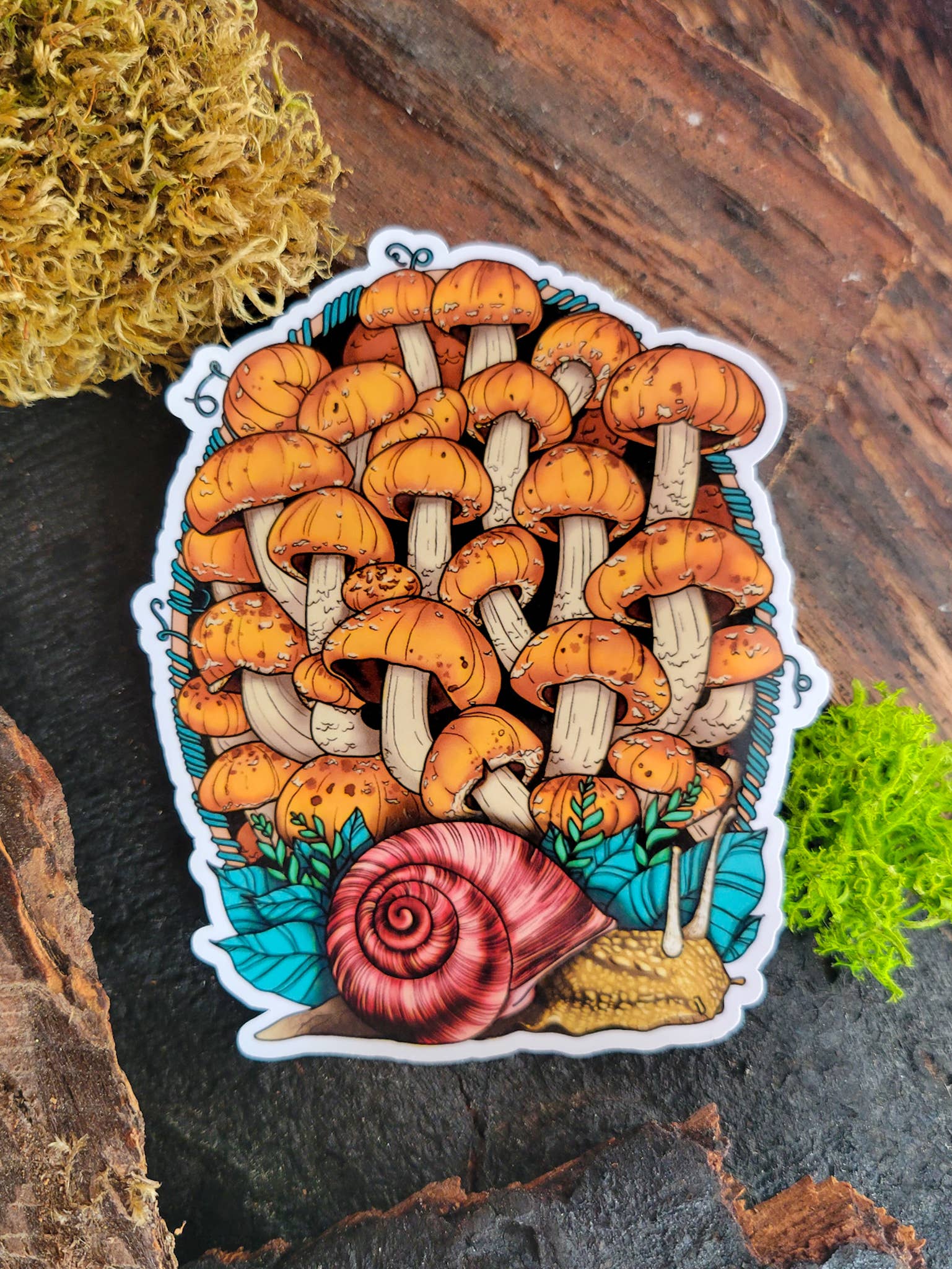 Mushroom Marauder - Vente Autocollant - Escargots terrestres et marrons | Autocollant Cottagecore1