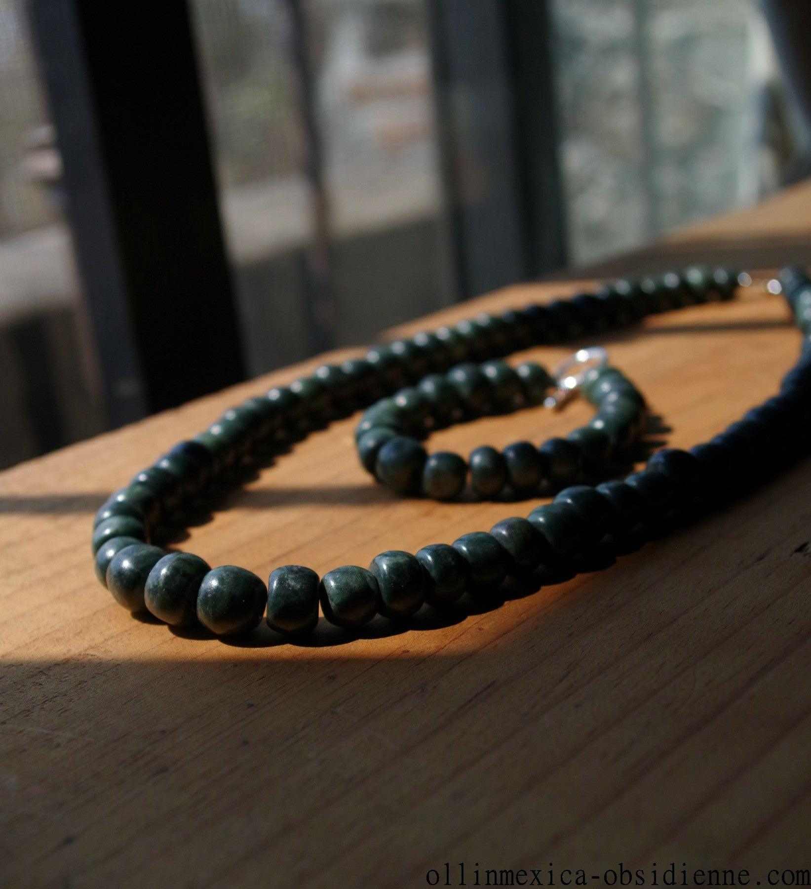 OllinMexica - Vendita all'ingrosso Bracciale con perline - Bracciale Maya come gioielli antichi in giada guatemalteca - Perline verde scuro - Serpentina guatemalteca - Stile precolombiano4