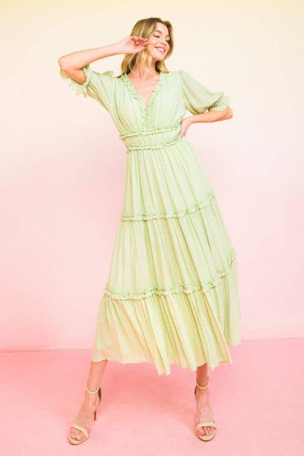 MELONE Ein solides Midikleid-AD2515 für den Großhandel auf Faire1