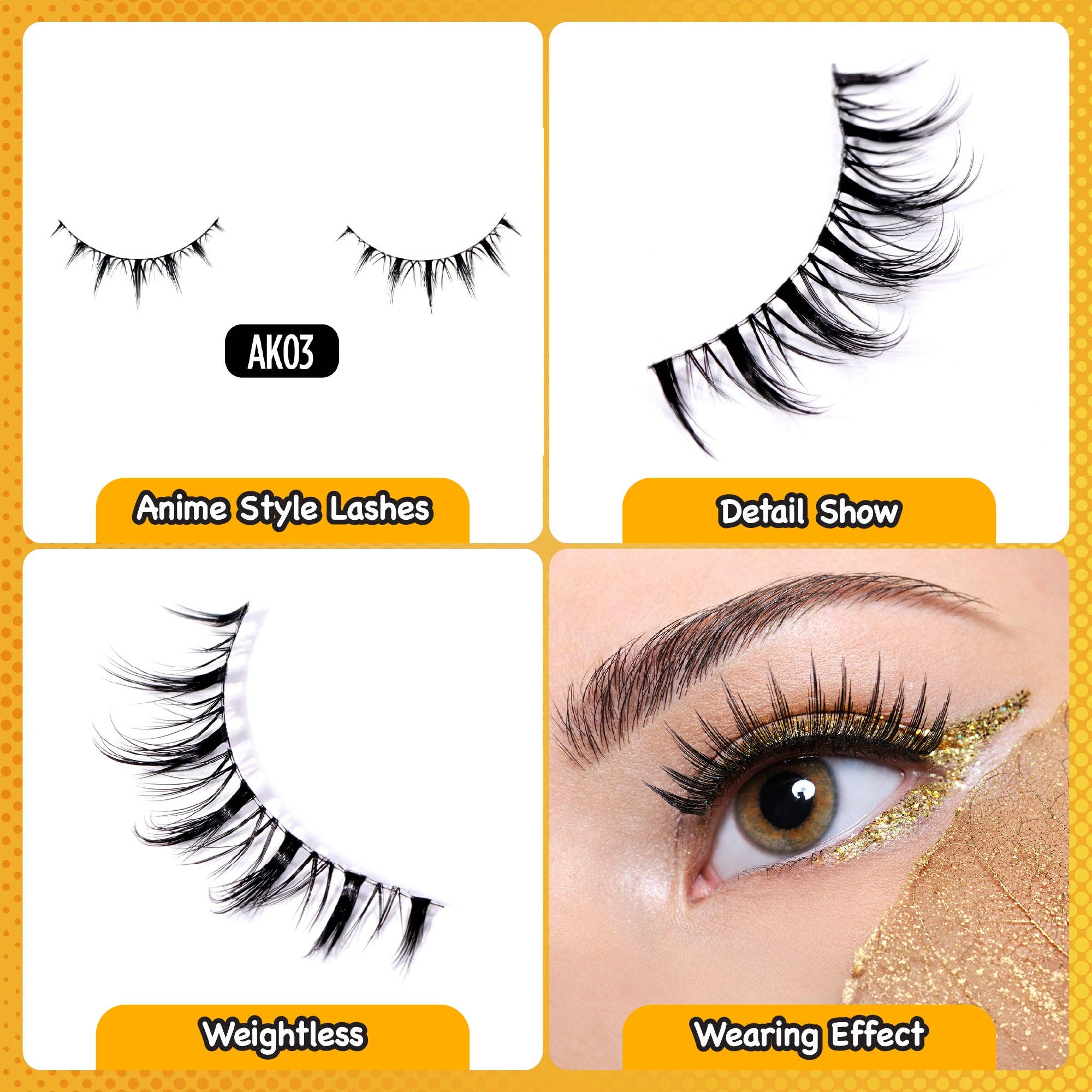 Laflare - Wholesale False/Fake Eyelashes - Kawaii 3D Anime Faux Mink Lash | Manga Lashes | Japanese Style Cosplay Lashes | Spiky 8D Wispy False Eyelashes Full Strip Doll Lashes.14