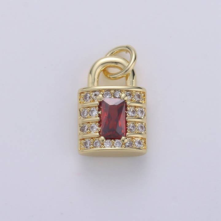 24k Gold Filled Padlock Charms, Dainty Lock Charms, Padlock Pendant, Gold Charm, Micro Pave Padlock Bracelet Necklace Charms, 15x8mm D-572 for wholesale by Aim Eternal