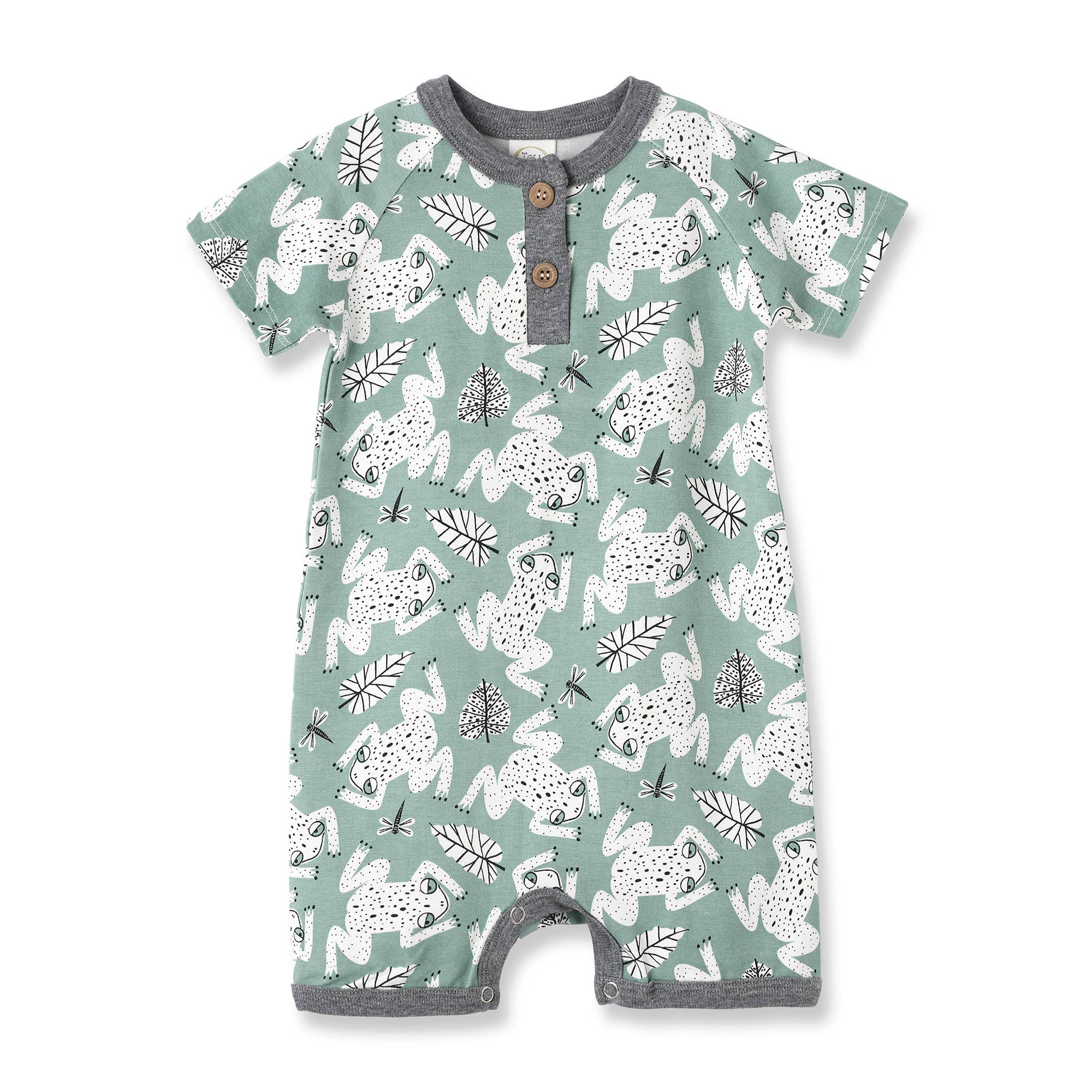 Tesa Babe - Wholesale Jumpsuit - Baby - Leapfrog Baby Boy Henley Shortie Bamboo Romper0