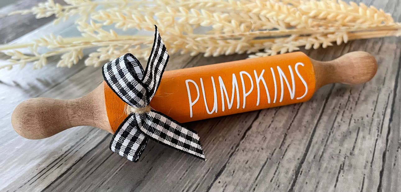 AH Designs 15 - Wholesale Decorative Tabletop Object - 7” Fall theme Farmhouse Tier Tray Mini Rolling Pin0