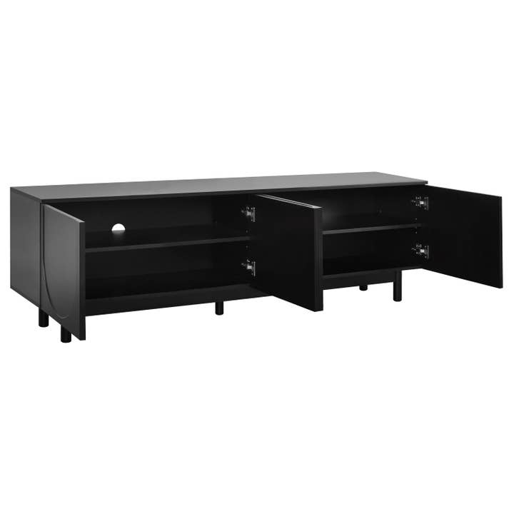 39F Inc. - Wholesale Console Table - Graceful Black TV Stand for 78" TVs - Solid Wood Legs12