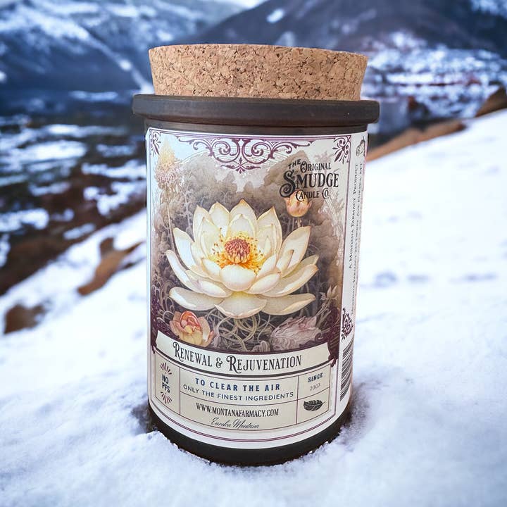 Renewal & Rejuvenation Smudge Candle Lotus of bright & light for wholesale by Montana Farmacy