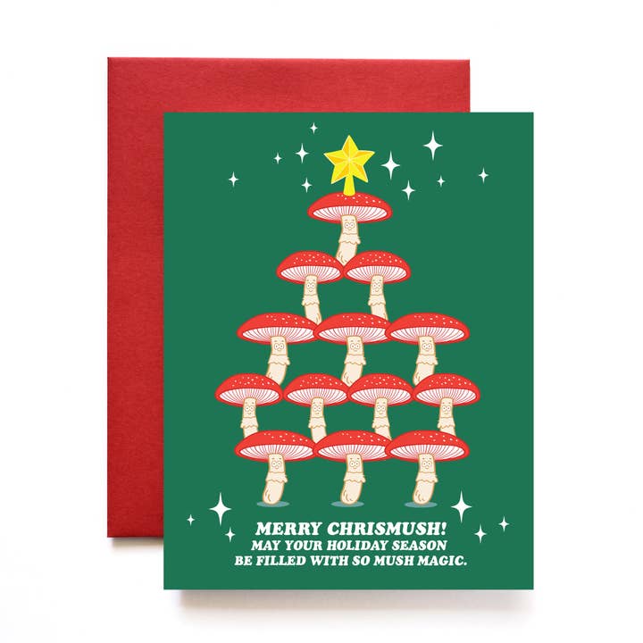 ILOOTPAPERIE - Wholesale Christmas Card - Merry Chrismush Mushroom Holiday Greeting Card0