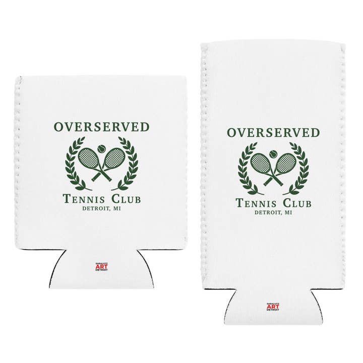 Tennis Club Koozie for wholesale by Sara Lutz Art