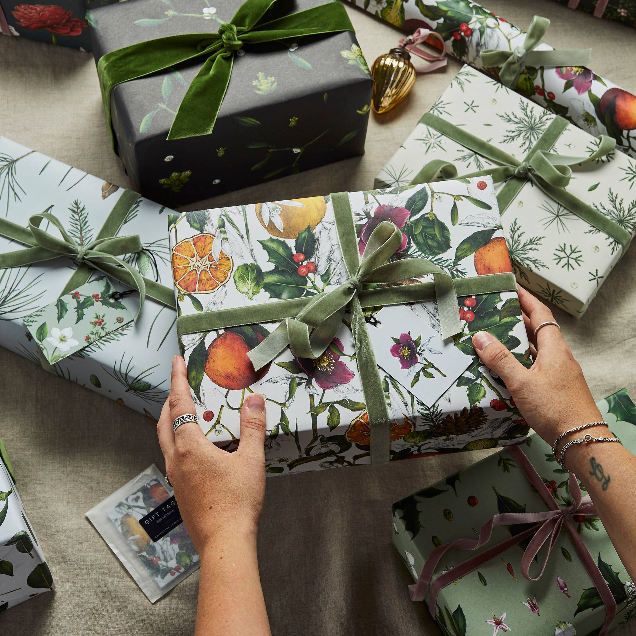 Catherine Lewis Design - Wholesale Flat Wrap - No.1- 'The Botanist Archive : Festive Edition' - Gift wrap3