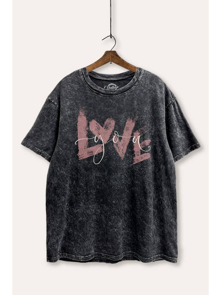 HOUD VAN JE HART GRAFISCHE MINERALE WASSING BOXY TEE voor wholesale door PINK NABI