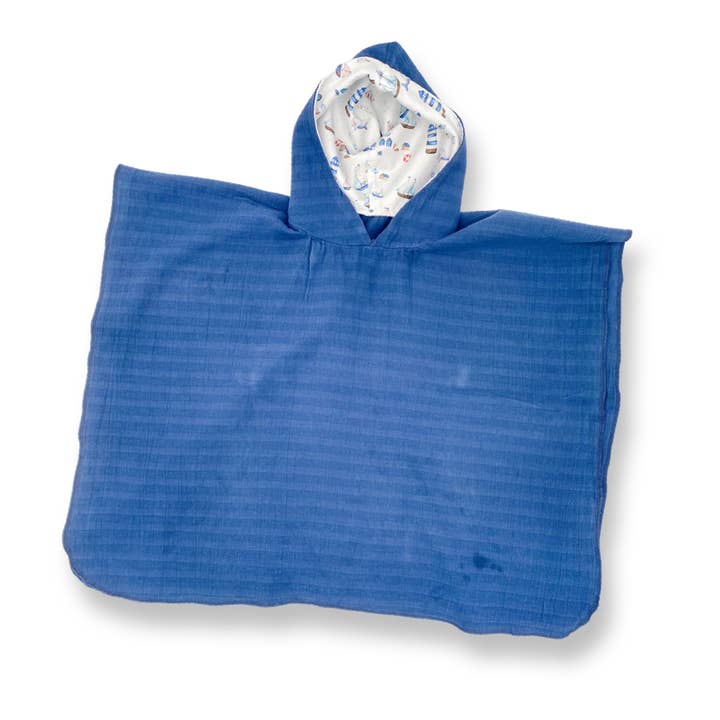 Ekologisk Bath Poncho Muslin Marinblå/Maritime för wholesale av luftabong
