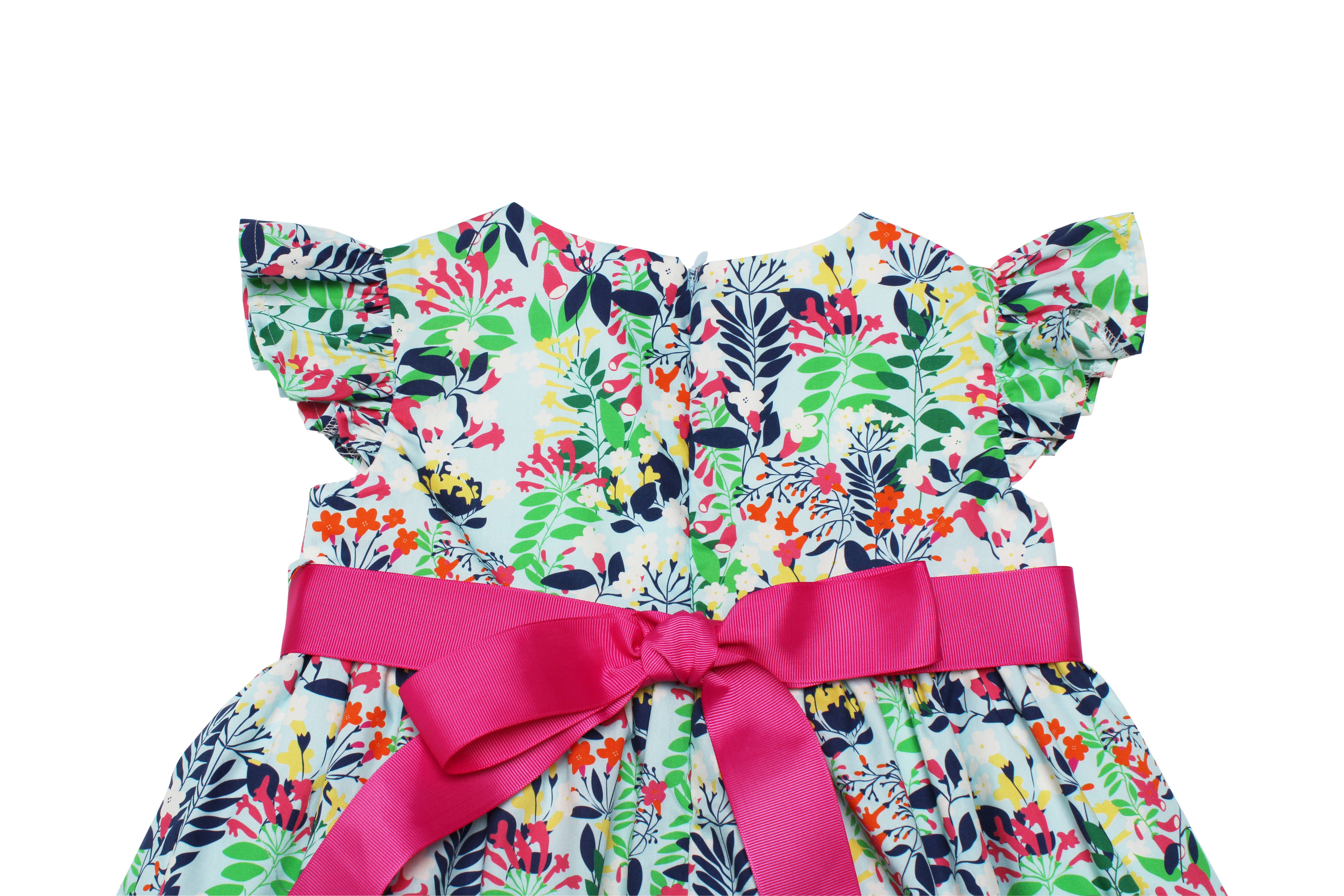 Minna - Wholesale Dress - Kids -  Ruffle Sleeve Classic Party Dress - Vibrant Florals 9