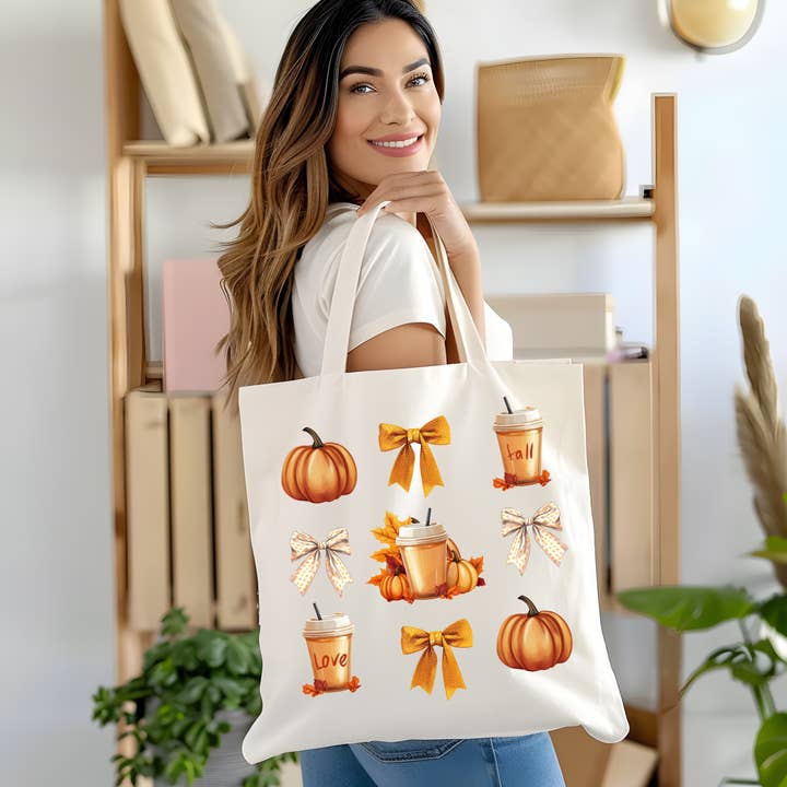 Fall Coquette Canvas Tote Bag for wholesale by Rosemary Designs